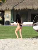 Kylie Jenner Big Booty and Cleavage in a Thong Black Bikini