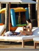 Kylie Jenner Big Booty and Cleavage in a Thong Black Bikini