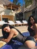 Kylie Jenner Big Booty and Cleavage in a Thong Black Bikini