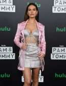 Lily James Leggy and Cleavage at "Pam & Tommy" Press Event in Los Angeles