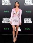 Lily James Leggy and Cleavage at "Pam & Tommy" Press Event in Los Angeles