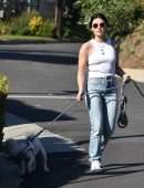 Lucy Hale Booty in Jeans , Walking her Dogs in Studio City