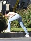 Lucy Hale Booty in Jeans , Walking her Dogs in Studio City