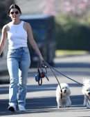 Lucy Hale Booty in Jeans , Walking her Dogs in Studio City