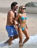 Sylvie Meis in a Small Bikini on a Beach in St. Barts