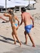 Sylvie Meis in a Small Bikini on a Beach in St. Barts