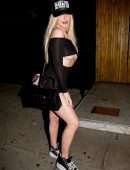 Tana Mongeau Underboobs in Black Dress at the Nice Guy in West Hollywood