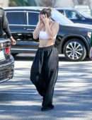 Addison Rae Cleavage in a White Sports Bra Out in West Hollywood
