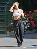 Addison Rae Cleavage in a White Sports Bra Out in West Hollywood