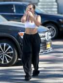 Addison Rae Cleavage in a White Sports Bra Out in West Hollywood