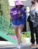 Addison Rae Leggy Outside a Pilates class in West Hollywood