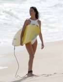 Alessandra Ambrosio in White Swimsuit for Photoshoot with Nespresso, Rio de Janerio