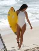 Alessandra Ambrosio in White Swimsuit for Photoshoot with Nespresso, Rio de Janerio