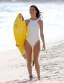 Alessandra Ambrosio in White Swimsuit for Photoshoot with Nespresso, Rio de Janerio
