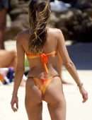 Alessandra Ambrosio Wet Booty in a Tiny Orange Bikini at the Beach in St.Barths