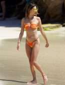 Alessandra Ambrosio Wet Booty in a Tiny Orange Bikini at the Beach in St.Barths
