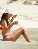 Alessandra Ambrosio Wet Booty in a Tiny Orange Bikini at the Beach in St.Barths