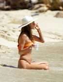 Alessandra Ambrosio Wet Booty in a Tiny Orange Bikini at the Beach in St.Barths