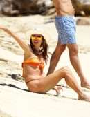 Alessandra Ambrosio Wet Booty in a Tiny Orange Bikini at the Beach in St.Barths