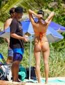 Alessandra Ambrosio Wet Booty in a Tiny Orange Bikini at the Beach in St.Barths