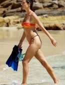 Alessandra Ambrosio Wet Booty in a Tiny Orange Bikini at the Beach in St.Barths