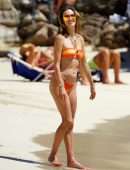 Alessandra Ambrosio Wet Booty in a Tiny Orange Bikini at the Beach in St.Barths