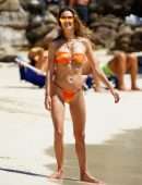 Alessandra Ambrosio Wet Booty in a Tiny Orange Bikini at the Beach in St.Barths
