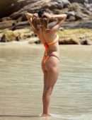 Alessandra Ambrosio Wet Booty in a Tiny Orange Bikini at the Beach in St.Barths
