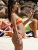 Alessandra Ambrosio Wet Booty in a Tiny Orange Bikini at the Beach in St.Barths