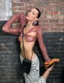 Bella Hadid Cleavage in a Skimpy Top for Photoshoot