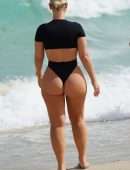 Bianca Elouise Booty in a Thong Swimsuit at a Beach in Miami