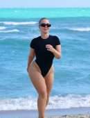 Bianca Elouise Booty in a Thong Swimsuit at a Beach in Miami