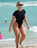 Bianca Elouise Booty in a Thong Swimsuit at a Beach in Miami