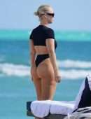 Bianca Elouise Booty in a Thong Swimsuit at a Beach in Miami
