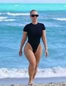 Bianca Elouise Booty in a Thong Swimsuit at a Beach in Miami
