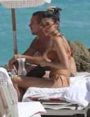 Chantel Jeffries Cleavage and Leggy in Bikini at the Beach in Miami