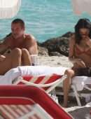 Chantel Jeffries Cleavage and Leggy in Bikini at the Beach in Miami