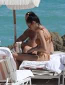 Chantel Jeffries Cleavage and Leggy in Bikini at the Beach in Miami