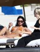 Dua Lipa Leggy and Cleavage in Bikini at the Beach in Miami