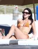 Dua Lipa Leggy and Cleavage in Bikini at the Beach in Miami