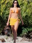 Dua Lipa Leggy and Cleavage in Bikini at the Beach in Miami