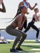 Josephine Skriver, Miranda Kerr and Jasmine Tookes Booty in Leggings at JOJA Launch in Santa Monica