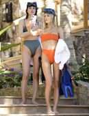 Joy Corrigan Cameltoe in Orange Bikini on a Beach in Los Cabos