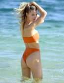 Joy Corrigan Cameltoe in Orange Bikini on a Beach in Los Cabos