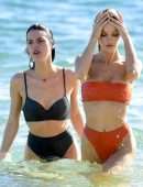 Joy Corrigan Cameltoe in Orange Bikini on a Beach in Los Cabos