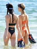 Joy Corrigan Cameltoe in Orange Bikini on a Beach in Los Cabos