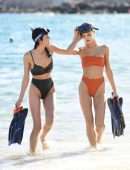 Joy Corrigan Cameltoe in Orange Bikini on a Beach in Los Cabos