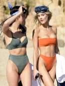 Joy Corrigan Cameltoe in Orange Bikini on a Beach in Los Cabos