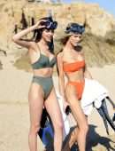 Joy Corrigan Cameltoe in Orange Bikini on a Beach in Los Cabos