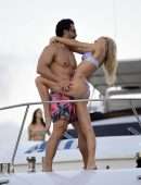 Joy Corrigan in Bikini with Friends on a Boat in Mexico